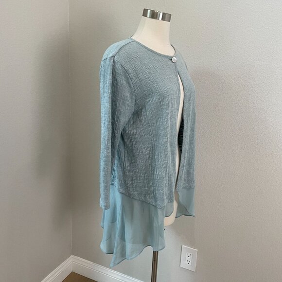 Lori Goldstein LOGO Womens Medium Asymmetrical One Button Cardigan Jacket - Picture 2 of 10